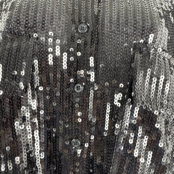 Pilcro Sequins Shirt Large Black Button Front Long Sleeve Party Holiday TP-3556 - Picture 7 of 10